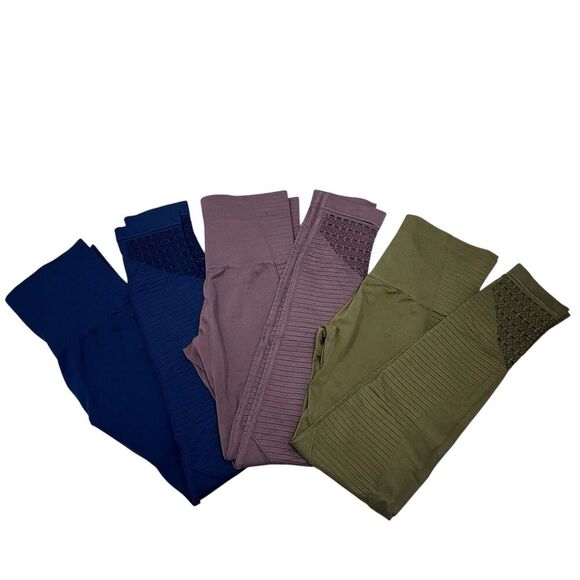 Vital Seamless Leggings Bundle Of 3 Blue, Purple Green High Waist Women’s Size S - Picture 1 of 11